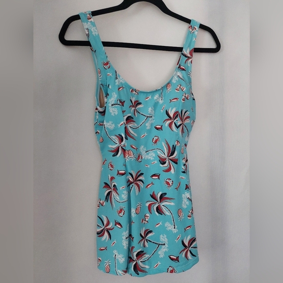 Esther Williams Other - Esther Williams Aqua Print Skirted Swimsuit Size 4